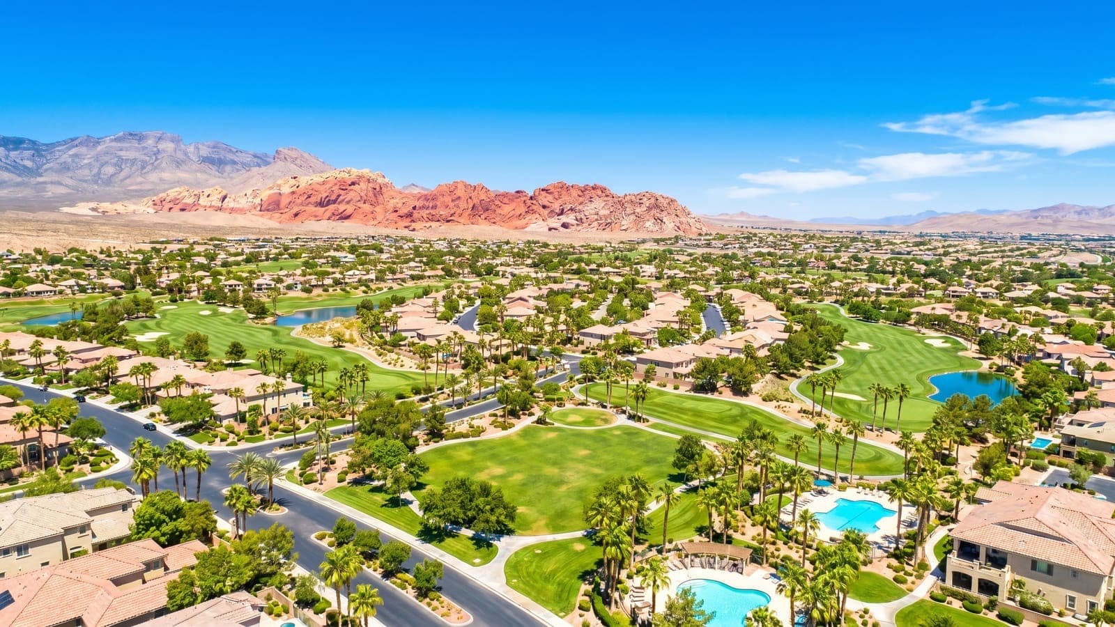 Rhodes Ranch South, southwest Las Vegas — guard-gated golf community with resort amenities and the Ted Robinson championship course, ZIP 89148